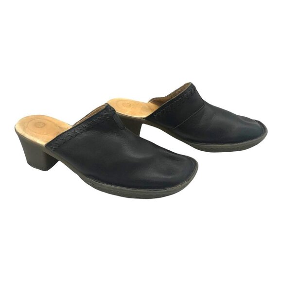 VTG Dr Doc Martens DANA Black Leather Heeled Clogs US 8 Slide Mule 11886 00s Y2K - Picture 3 of 12